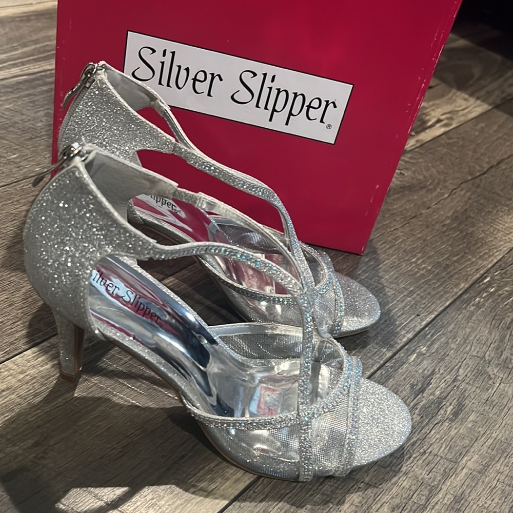 Authentic Silver Slipper Silver Evening Formal He… - image 4